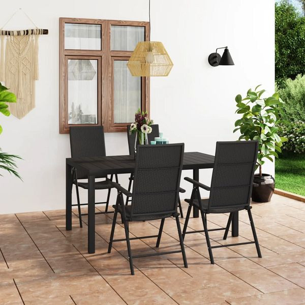 vidaXL 5-teilig Garten-Essgruppe Schwarz, 3060060, 8720286228265