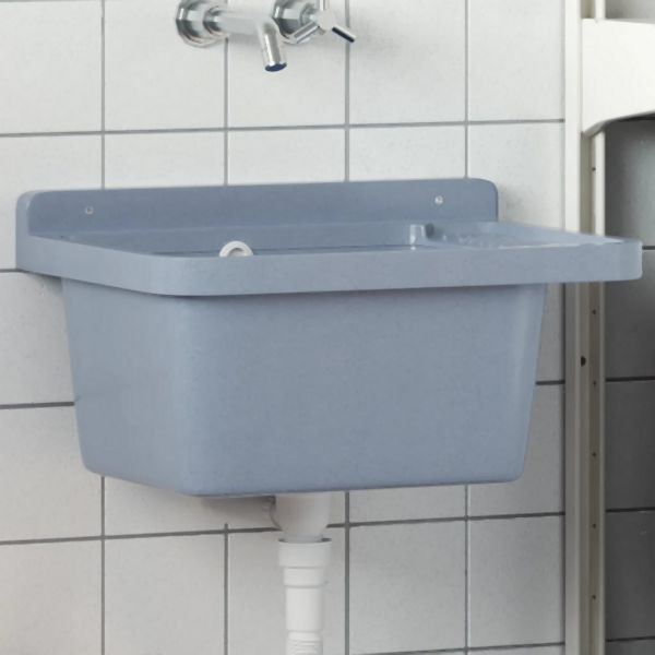 vidaXL Ausgussbecken Wandmontage Grau 50x35x24 cm Harz, 4002797