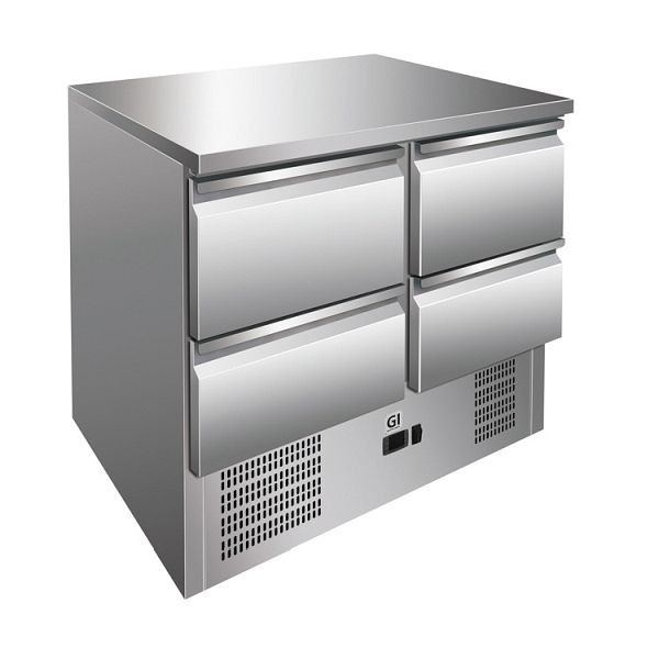 Gastro-Inox Edelstahl Kühltisch mit 4 Schubladen, Umluftkühlung, Nettokapazität 257 Liter, 202.012