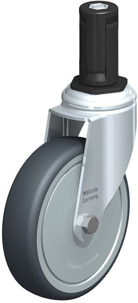 Blickle LKRA-TPA 126K-11-FK-ER14 Apparate-Lenkrolle mit Expander, Thermoplastisches Gummi-Elastomer, Grau, 847912