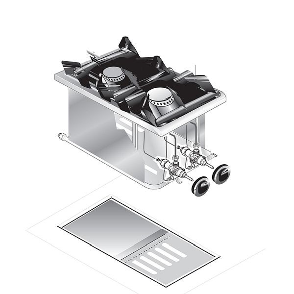 Gastro-Inox drop-in Gasherd 2 Brenner 1x 3,5kW + 1x 5,5kW, 40cm, 160.501