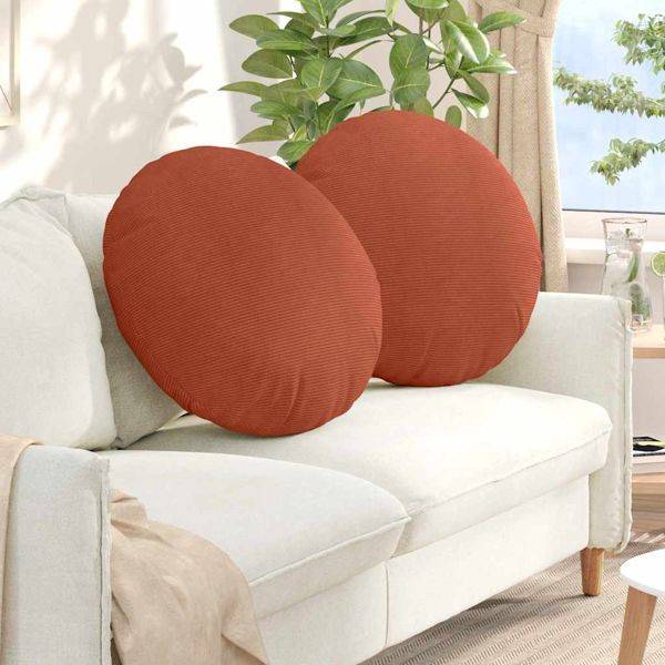 vidaXL Sitzkissen 2-teilig Rot-Orange Ø 80 cm Cordstoff, 42014267