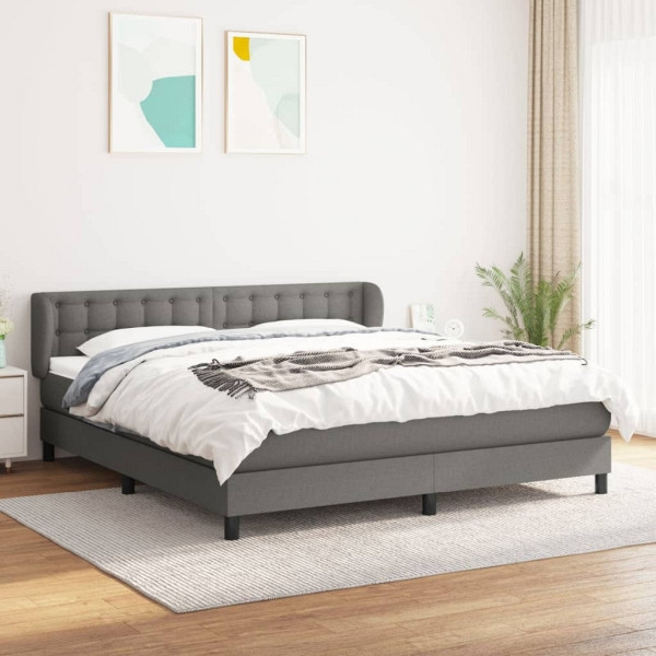 vidaXL Boxspringbett mit Matratze Dunkelgrau 160x200 cm Stoff, 3126574