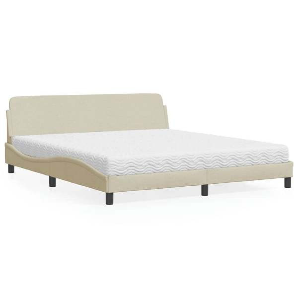 vidaXL Bett mit Matratze Creme 180x200 cm Stoff, 3208449