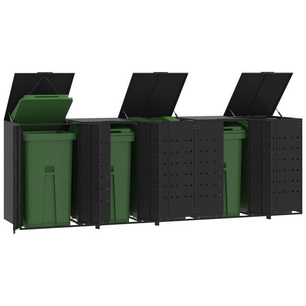 vidaXL Mülltonnenbox für 5 Tonnen Schwarz 345x79x117 cm Stahl, 3279980