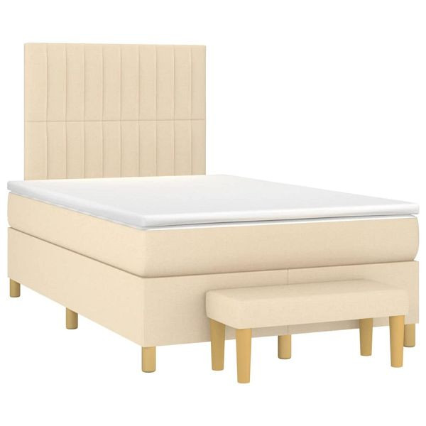 vidaXL Boxspringbett mit Matratze Creme 120x190 cm Stoff, 3270423