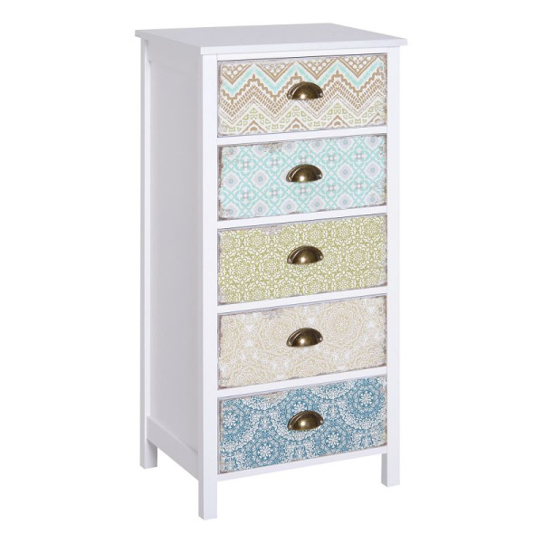 HOMCOM Kommode Schubladenkommode Sideboard, Modern-Design, 5 Schubladen, 46 x 34 x 97,5 cm, 831-156V90WT