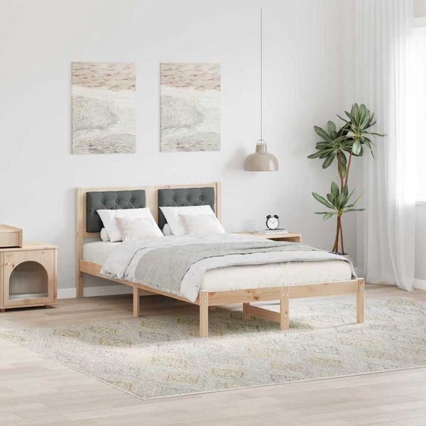vidaXL Bettgestell mit Kopfteil Dunkelgrau 120 x 190 cm Stoff, 878205