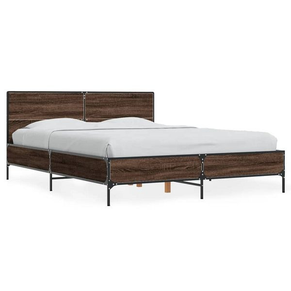 vidaXL Bettgestell Braun Eichen-Optik 120x200 cm Holzwerkstoff Metall, 3279996