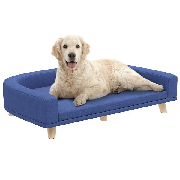 PawHut Hundesofa für große Hunde bis 30 kg, gepolsterte, Kiefernholzbeine, 98 x 67 x 25 cm, Blau, D04-262V00BU