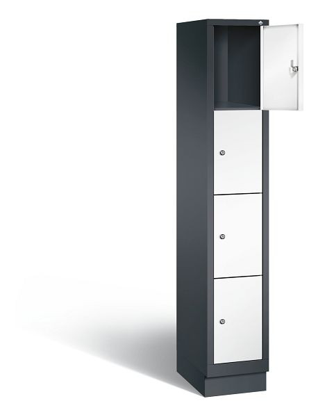 C+P Schließfachschrank Evolo, H1800xB320xT500mm, Farbe: Schwarzgrau / Verkehrsweiß, 48020-104 S10111