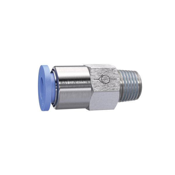 Riegler Gerades Rückschlagventil »Blaue Serie«, Schlauch zu Gewinde, R 1/8, für Schlauch-Außen-Ø 4 mm, pmax. 10 bar, Kunststoff/Messing vernickelt, 151519