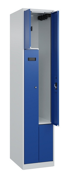 C+P Z-Spind Evolo PLUS, 2 Fächer, 1850x400x500mm, 7035/5010, Zylinderschloss, 049003-122 S10033