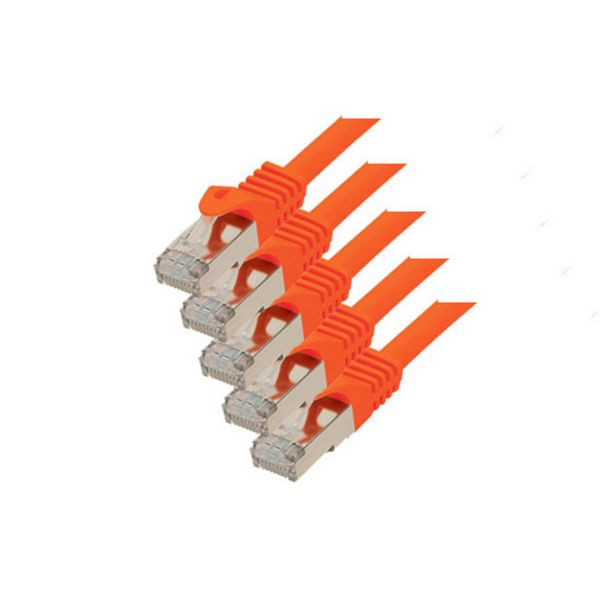 S-Conn RJ45 Patchkabel S/FTP, PIMF, Rohkabel CAT 7 Halogenfrei VE: 5 Stück, orange, 5,0m, 75515-O-SET5