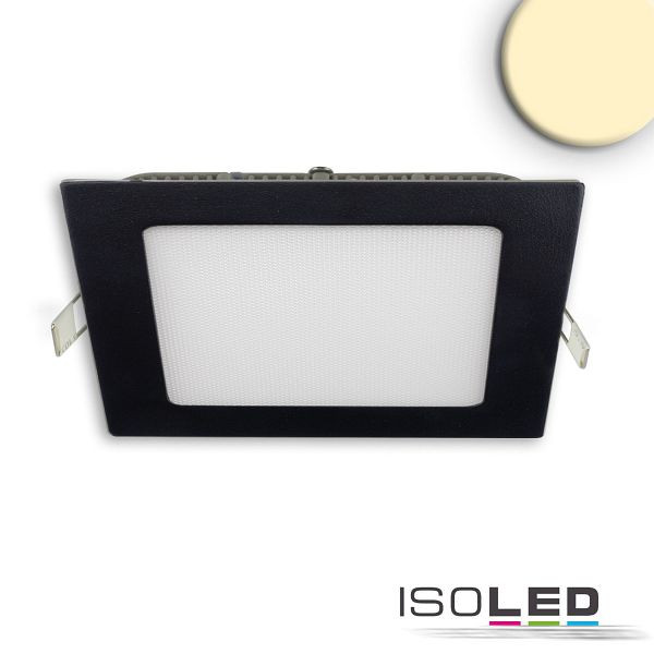 ISOLED LED Downlight, 15W, eckig, ultraflach, blendungsreduziert, schwarz, warmweiß, dimmbar CRI90, 115468