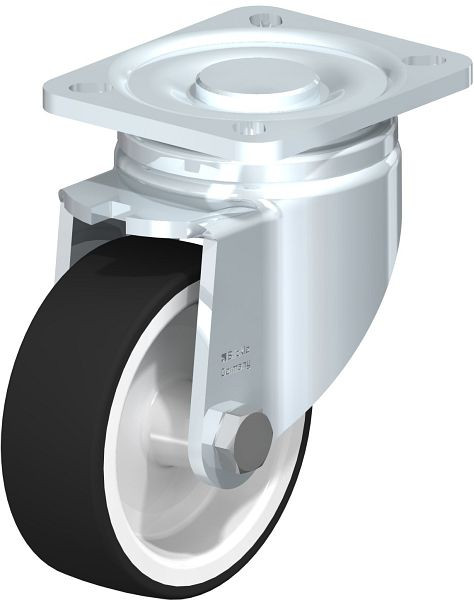 Blickle LH-POTH 100G-1 Stahlblech-Lenkrolle, Schwerlast-Ausführung, mit Anschraubplatte, Thermoplastisches Polyurethan, Grau, 264507
