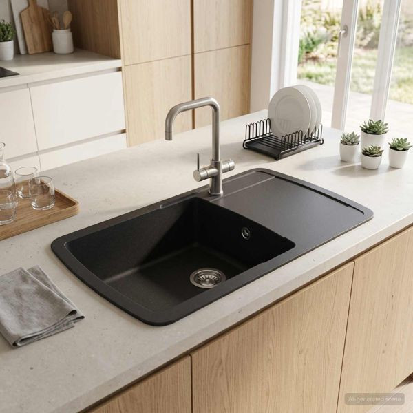 vidaXL Küchenspüle Einbecken Granit 78 x 50 x 31 cm Graphit, 42053745