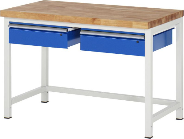 RAU Werkbank Serie 8000 - Gestell-Bauweise (Schweißgestell), 2x Schublade, 1250x840x700 mm, 03-8002A1-127B4S.11