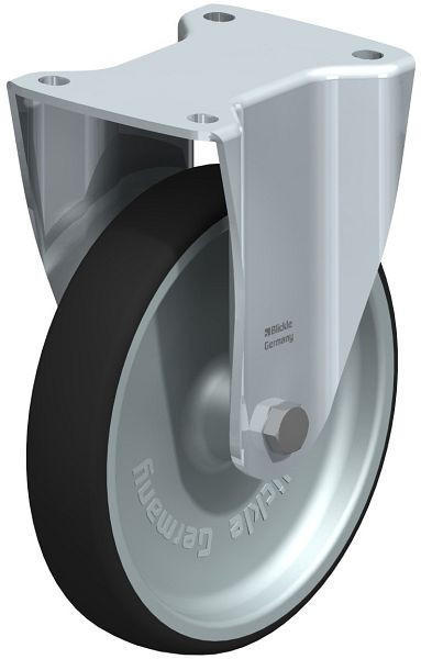 Blickle BH-PATH 200G Stahlblech-Bockrolle, Schwerlast-Ausführung, mit Anschraubplatte, Thermoplastisches Polyurethan, Grau, 760067