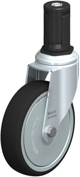 Blickle LKRA-PATH 126K-11-FK-ER15 Apparate-Lenkrolle mit Expander, Thermoplastisches Polyurethan, Grau, 848912