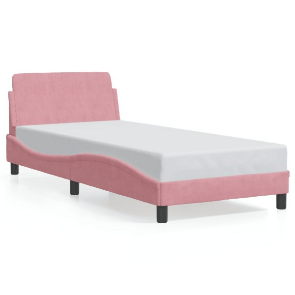 vidaXL Bettgestell mit Kopfteil Rosa 90x190 cm Samt, 373097