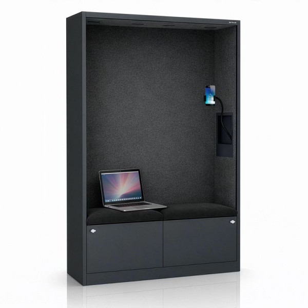 Jan Nowak Schrank mit Sitzfläche und Ruhezone SALLY MentalBox 1850 x 1150 x 400 mm, Anthrazit, Dunkelgrau, 2084