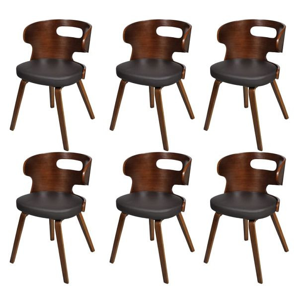 vidaXL Esszimmerstühle 6 Stück Braun Kunstleder, 49,5 x 52 x 65 cm, 270042