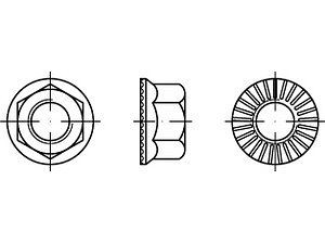 ART 88914 Sechskantmuttern Klasse 10 mit Sperr-Ripp, M 16 VE=S (50 Stück)