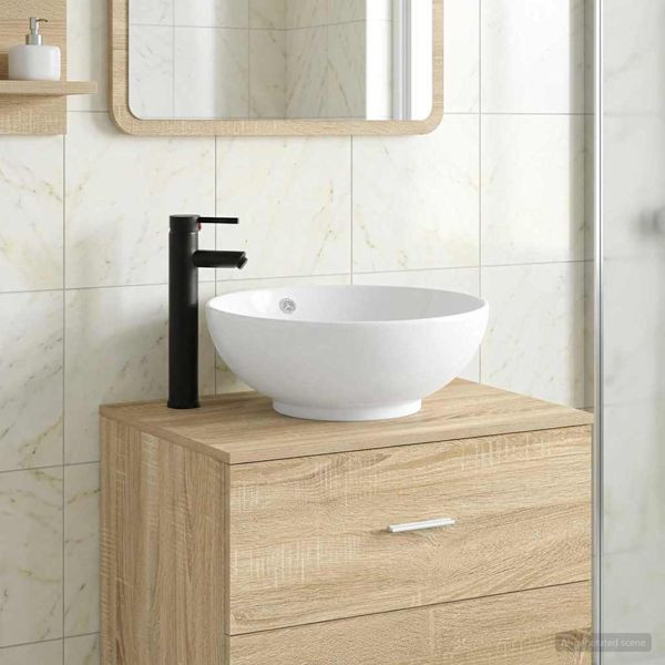 vidaXL Waschbecken fürs Badezimmer Matt Schwarz 44 x 44 x 16 cm Metall, 890247
