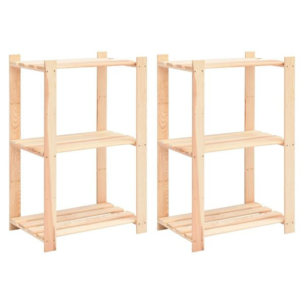 vidaXL Lagerregale 3 Böden 2 Stück 60x38x90cm Massivholz Kiefer 150kg, 3051121