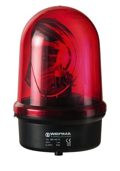 WERMA Drehspiegelleuchte Bodenmontage 24VAC/DC 218 x 142 mm RD- rot, 883.100.75