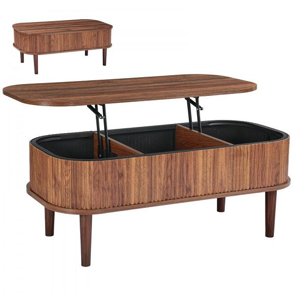 VEVOR Höhenverstellbarer Couchtisch 1000x480x405-545mm, Stauraum, MDF, Mid-Century-Stil, Walnussfarbe, KFZ394INCHHT0OYGR001V0
