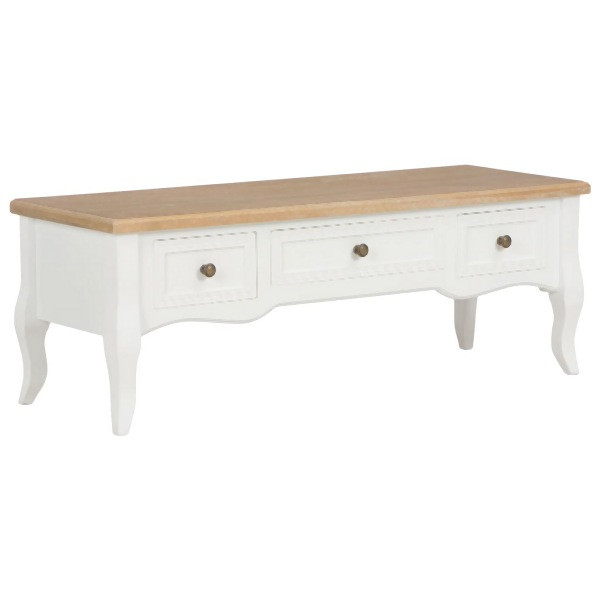 vidaXL TV-Schrank Weiß 100 x 35 x 35 cm Holz, Braun und Weiß, 280049