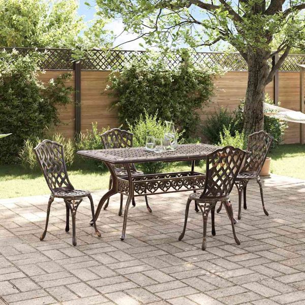vidaXL Garten Essgruppe 5-teilig Bronze Aluminium, 3334668