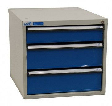 ADB Schubladenbox mit drei Schubladen, Außenmaße des Korpus: HxBxT: 500mm x 535mm x 700mm, Korpus: Lichtblau, 52533