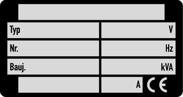 Schilder Klar Maschinenkennzeichnung Typenschilder Bauj./KVA, 75x40x0.5 mm Alu blank, VE = 1 Stück, 35/51