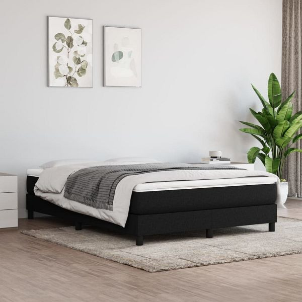 vidaXL Boxspringbett mit Matratze Schwarz 140x200 cm Stoff, 3144079