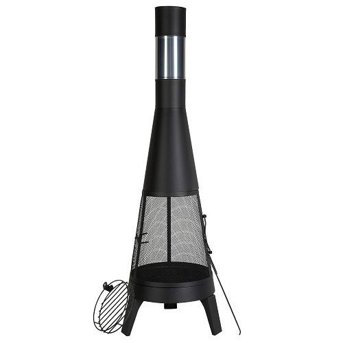 VEVOR Aztekenofen φ508x1495 mm, Terrassenkamin mit Grillgitter & Kamindeckel, für Garten & Terrasse, YZYCL20INCHTMYXQ5V0