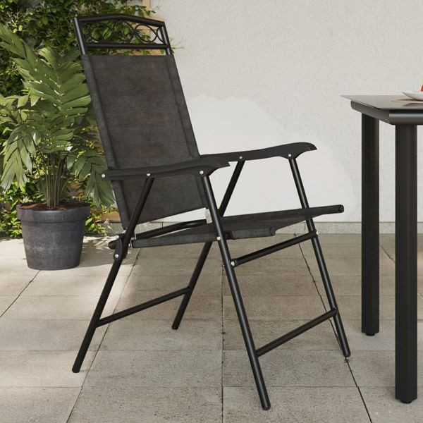 vidaXL Klappbare Gartenstühle 4 Stück Graumeliert Stahl und Textilene, 3157293