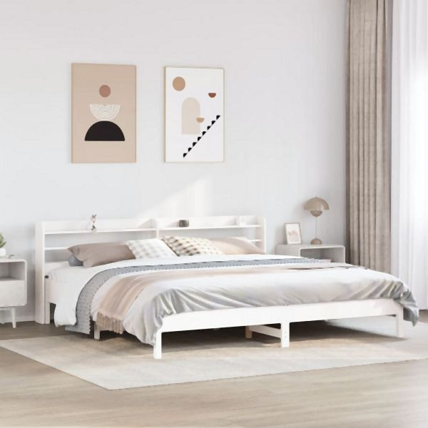 vidaXL Massivholzbett ohne Matratze Weiß 200x200 cm Kiefernholz, 3306877