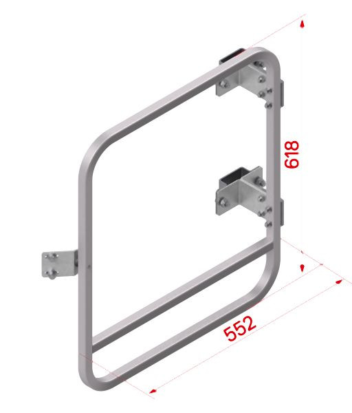 HYMER Durchgangssperre ohne Fußleiste für seitlichen Ausstieg, Aluminium, Außenbreite 552 mm, Höhe 618 mm, 55665