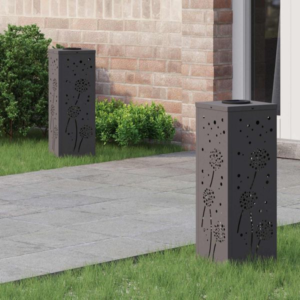 vidaXL Solar LED Weg Licht 2 pcs Schwarz Kalt gewalzter Stahl, 879765