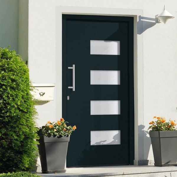 vidaXL Haustür Aluminium und PVC Anthrazit 100x200 cm, 3056827
