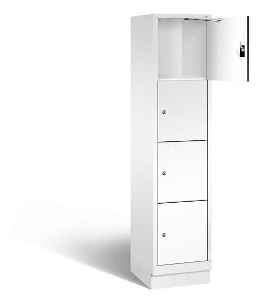 C+P Schließfachschrank Evolo, H1800xB420xT500mm, Farbe: Verkehrsweiß / Dekor Weiß, 48020-124 S10151