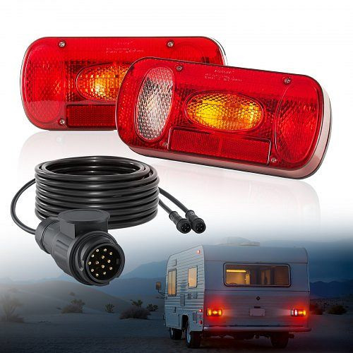 VEVOR Anhängerlichter 6 Modi (Brems-/Blink-/Rück-/Kennzeichen-/Rückfahr-/Nebelscheinwerfer), Set mit Kabelbaum für Lkw, YXTCDTYX2WD08NS6I001V9