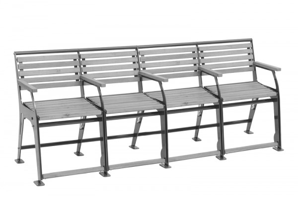 METDRA 4er Seniorenbank Komfort-Plus, mit Gasdruckfeder, Sitzhöhe 560mm, 860 400