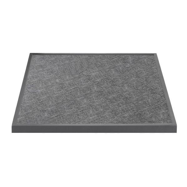 Bolero Black Brushed Mix Outdoor-Tischplatte aus gehärtetem Glas, quadratisch, graue Zierleiste, 700 mm, DZ873