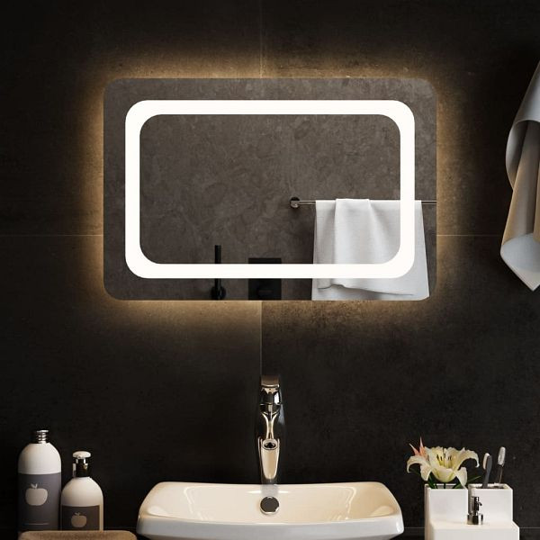 vidaXL LED-Badspiegel 60x40 cm, Stärke: 4 mm, USB-Kabellänge: 1,5 m, 151782