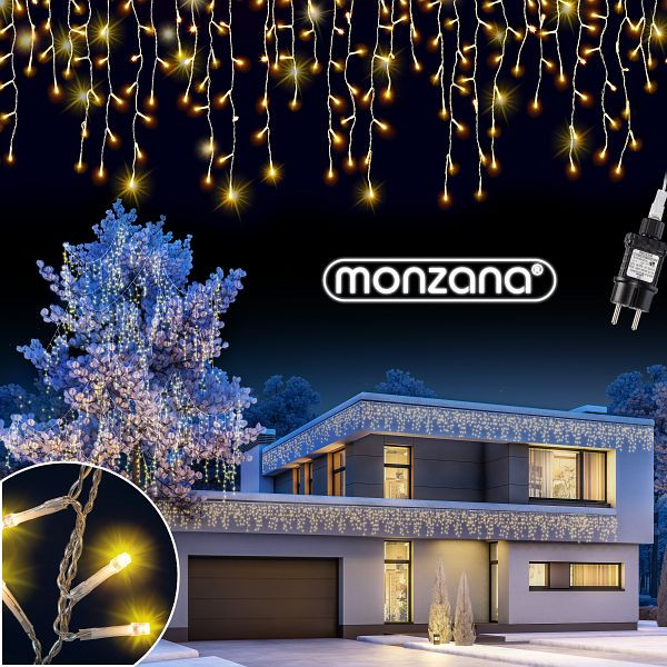 monzana Regenlichterkette LED Warmweiß 15m, 103440