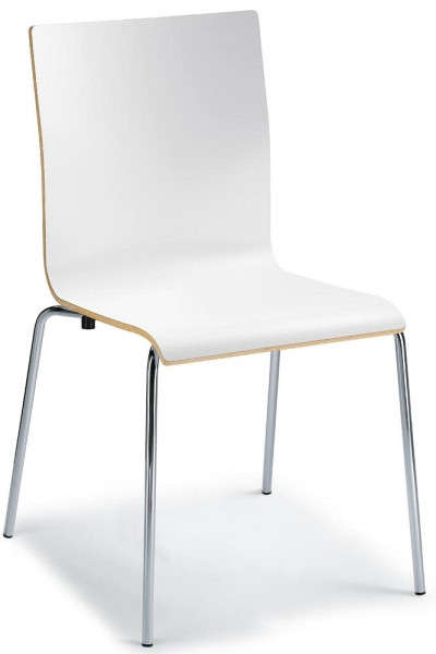 Deskin Besucherstuhl QUADRAS, 4-Fuß Gestell verchromt, Buchenschichtholz, Farbe weiß, VE: 4 Stück, 279023